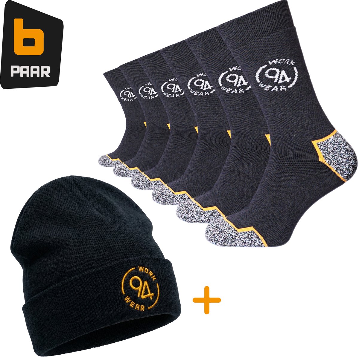 Premium Thermo Werksokken Winterpakket - Inclusief Warme Muts - 6-paar - Maat 43/46 - Extra dik - Warme Werksokken Heren - Cadeau voor hem - 94Workwear