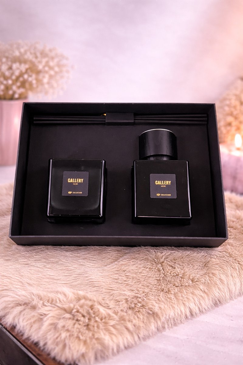 Gallery NOIR – Luxe Geurset met Kaars & Geurstokjes | Viva Femme | Kaarsen | Geurstokjes | Geurkaas | Cadeau | Wonen
