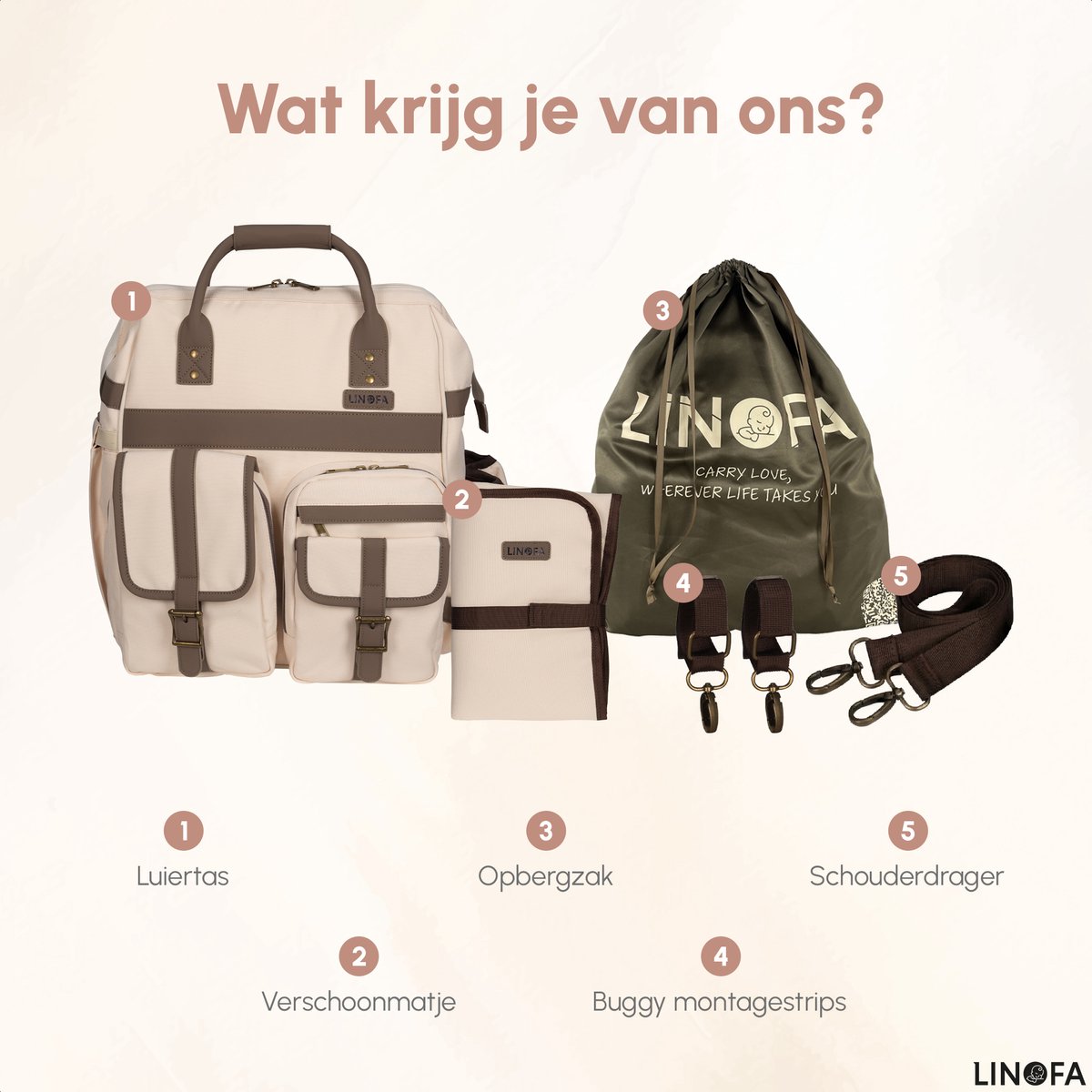 Linofa Lily luiertas 25L met vier draagwijzen thumbnail 6