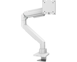 DESQ® Monitor Arm met Gasveer – Heavy Duty – 17-49 Inch – Arm lengte 55 cm – Bureauklem + Bladdoorvoer – Wit