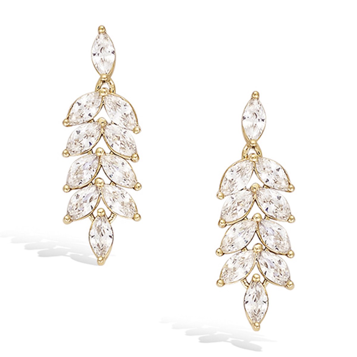 CHIVAL - Oorbellen 18K Verguld Goud "Gem Leaves" - Elegant, Blad, Hypoallergeen, Zirkonia, Luxe, Cadeau voor haar, Sieraad, Tijdloos,, Liefde, Romantiek, Geschenkverpakking, Kerst