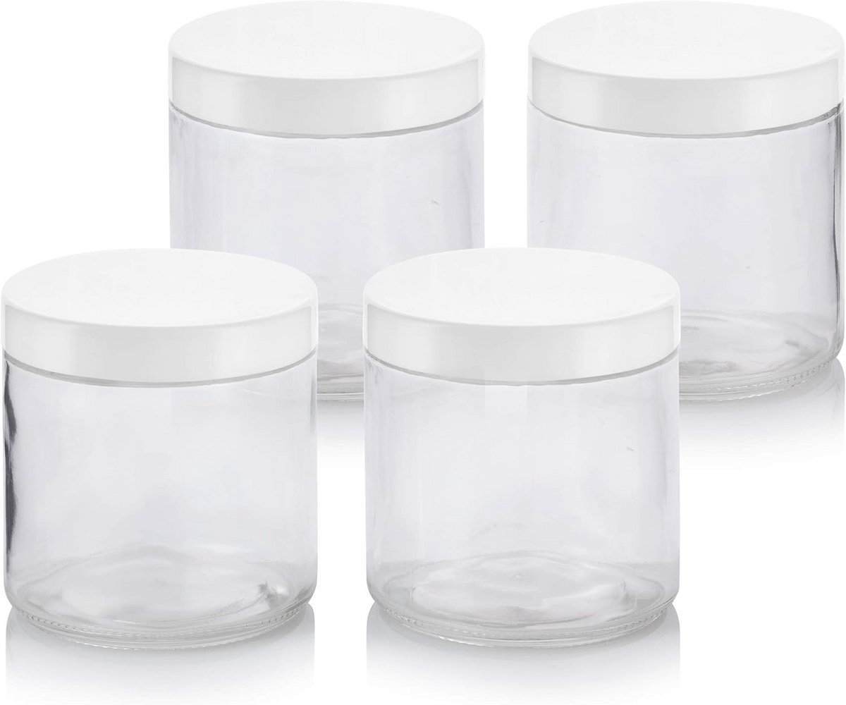 Grote doorzichtige glazen pot met deksel - 16oz (4 stuks)