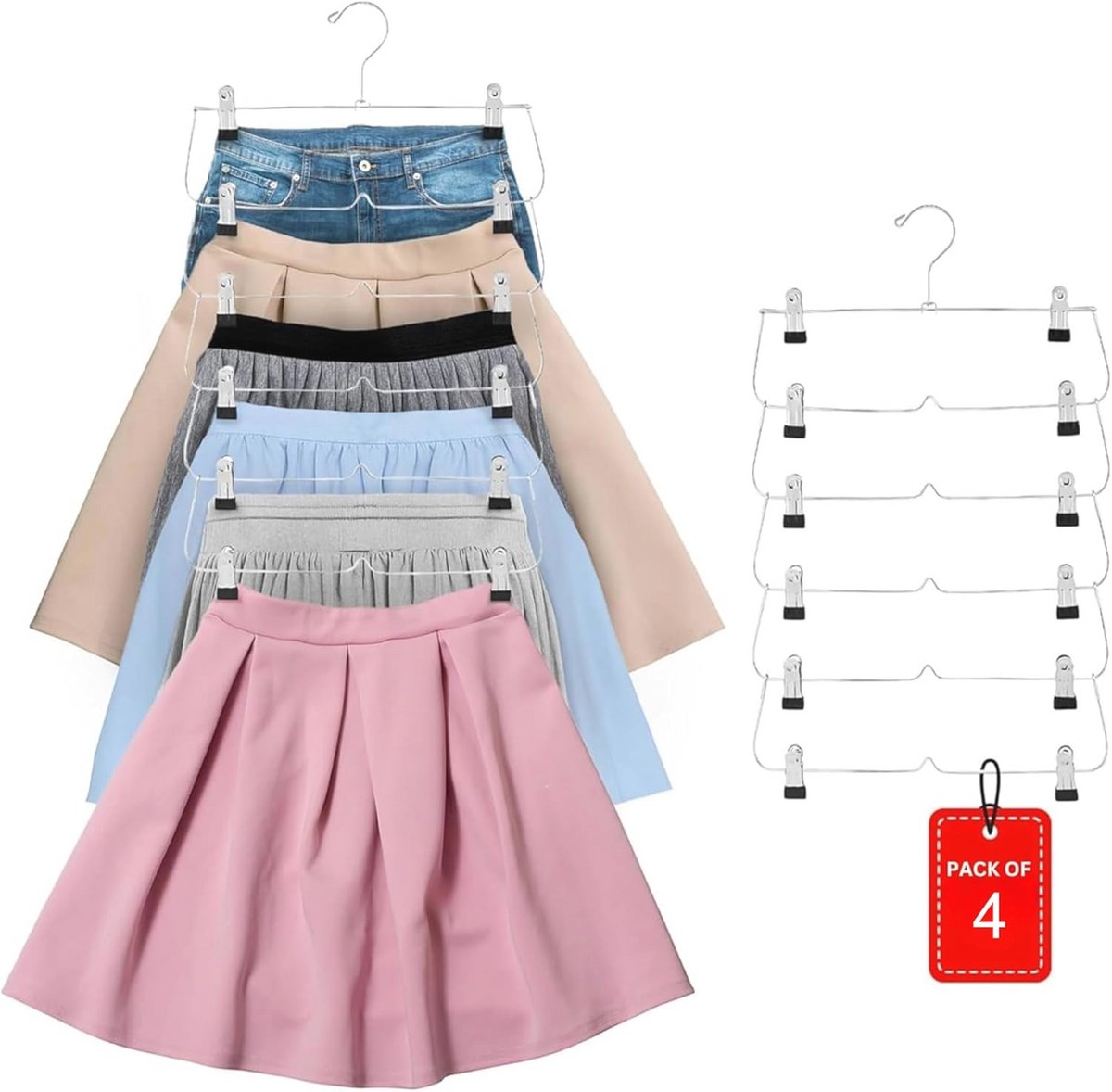 Opberghangers voor Rok en Broek met Clips - 6 Laags Vouwbaar Metaal voor Kleding