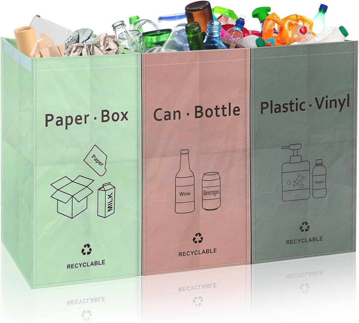 Herbruikbare 54L Recyclingzakken - Waterdichte Afvalzakken voor Binnen en Buiten
