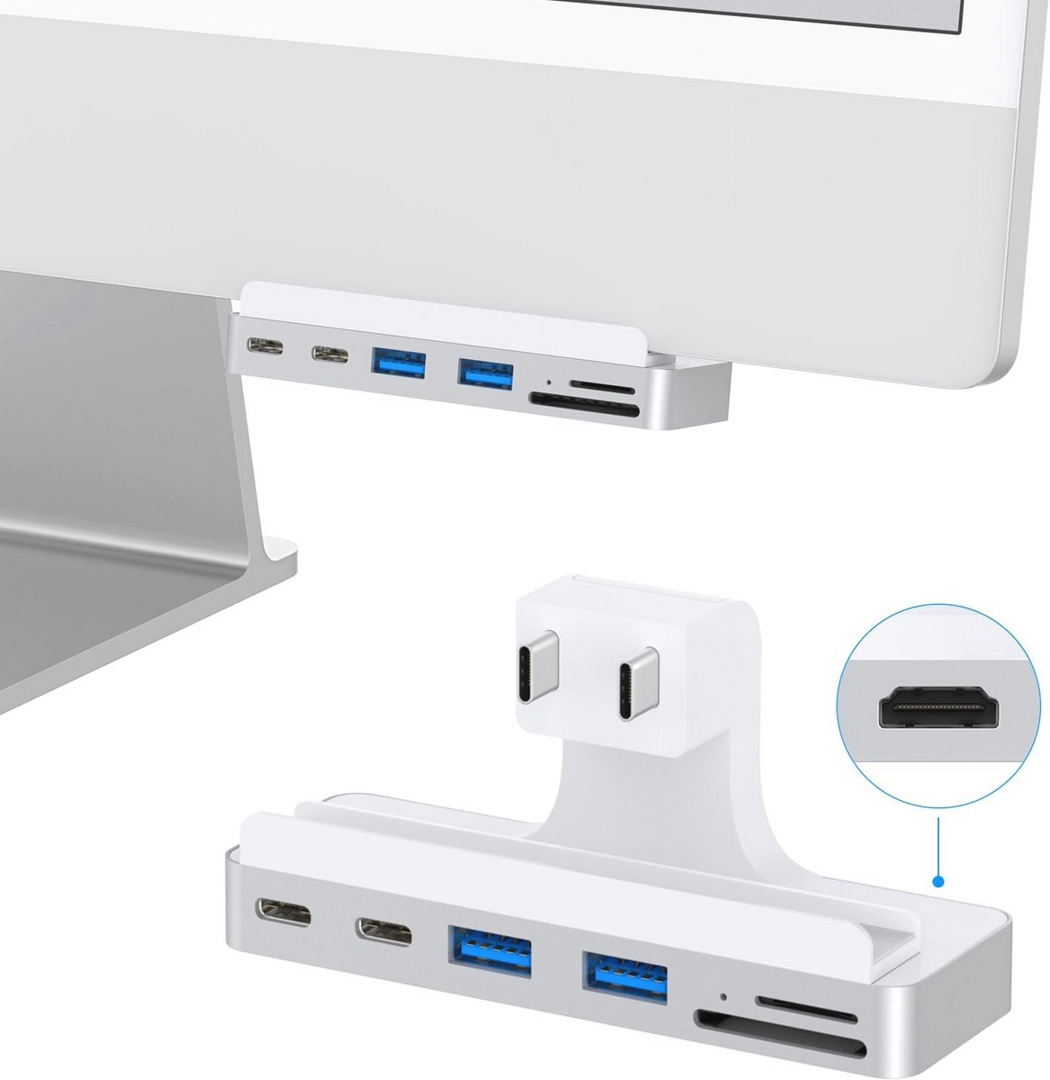 USB C-Hub Multipoorten Adapter voor iMac 24 met 4K HDMI en SD/TF-Kaartlezer