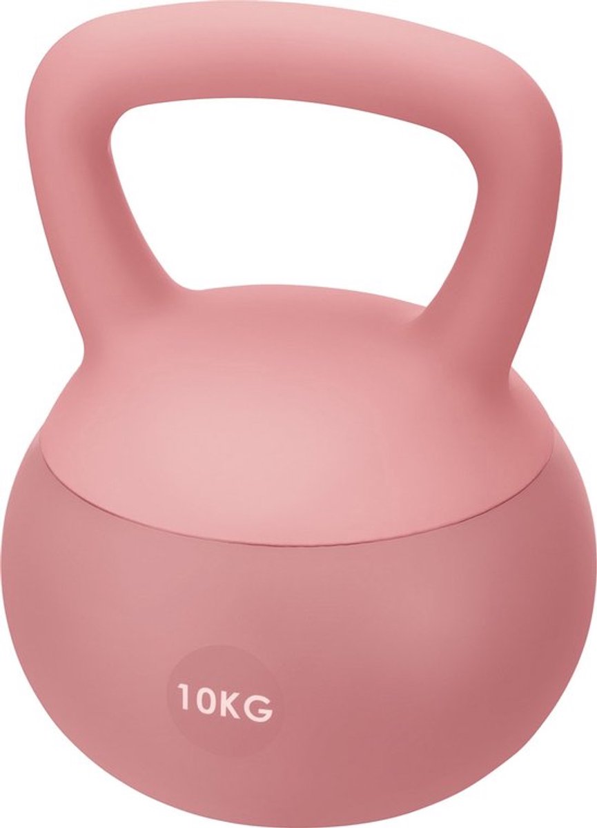 ATTREZZO® Kettlebell - 10 kg - Roze - Zandgevuld – Veilig en Vloervriendelijk – 28×20×20 cm