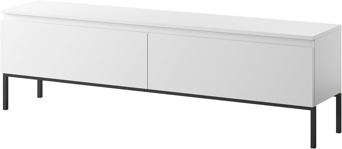 Moderne TV kast met opbergruimte en hoge poten - 150 cm zwart/wit