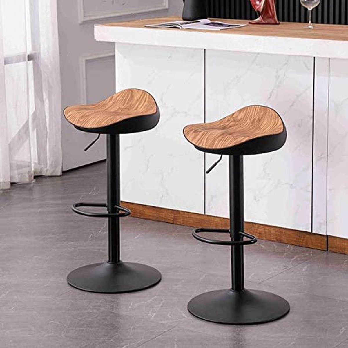 Set van 2 Hoogte Verstelbare Barstoelen met 360 Graden Rotatie - Modern en Stijlvol