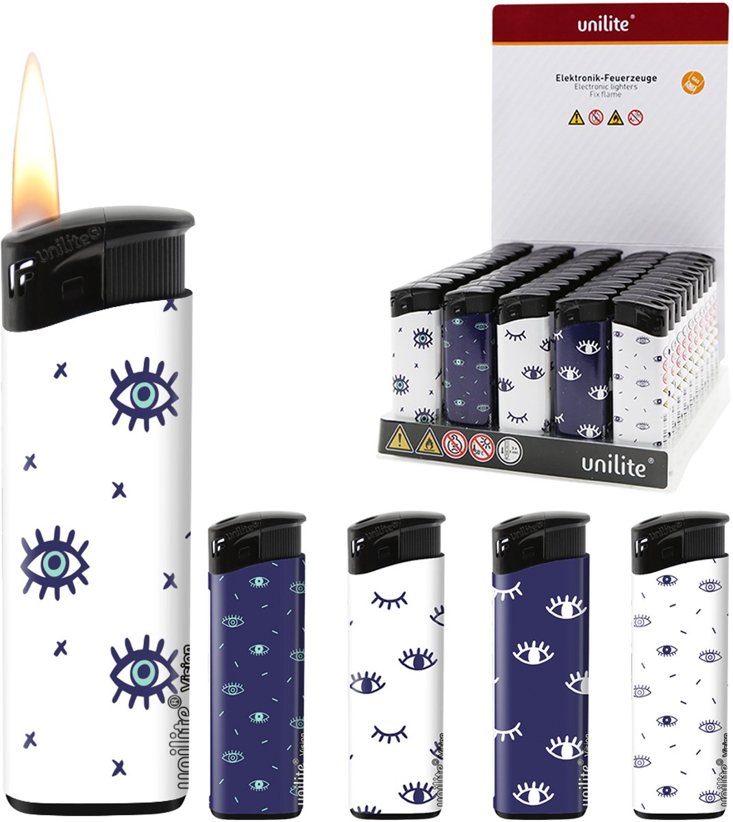 Klik aanstekers 50 stuks in tray navulbaar - electronic lighters- Vision print