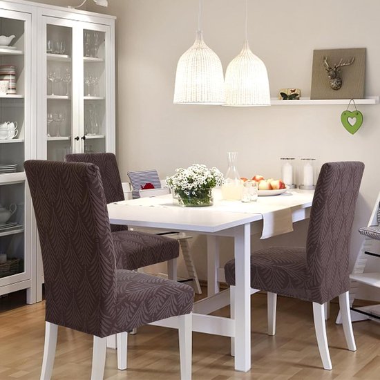 Stretch Stoelhoezen Hoge Rugleuning Afneembaar en Wasbaar voor Eetkamerstoelen (4 stuks) van Merkloos — afbeelding 5