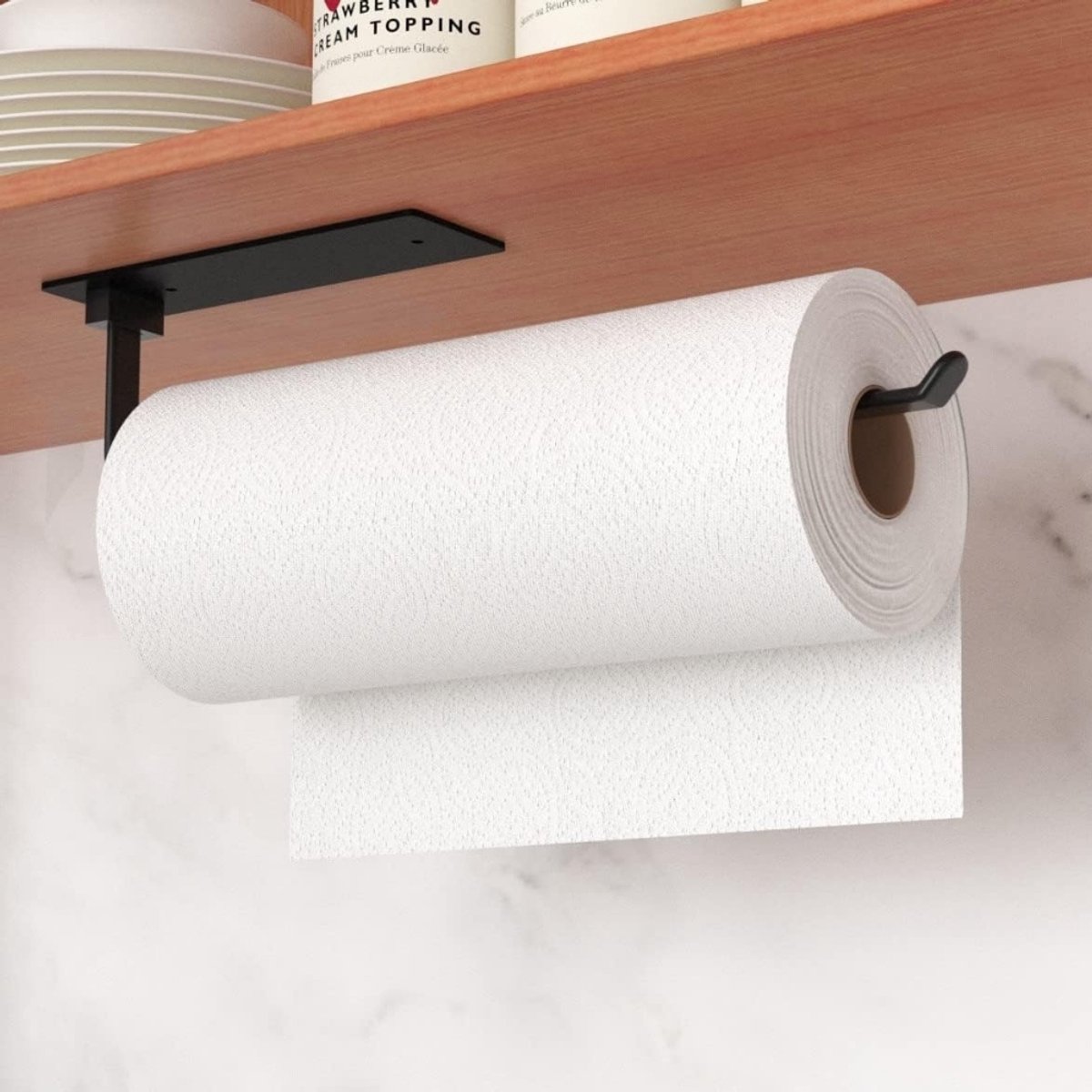 Famanu - Keukenrolhouder, zonder boren, keukenpapierhouder, zelfklevend, praktische rolhouder voor onderaan de kastjes, voor het opbergen en organiseren, keukenrolhouder voor aan de muur