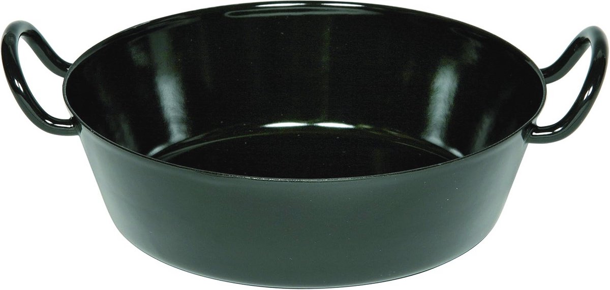 Schnitzelpan 24 cm - Zwart Emaille, Inductie Geschikt, Multifunctioneel Kookgerei