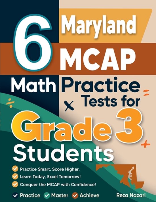 6 Maryland MCAP Math Practice Tests for Grade 3 Students - cover