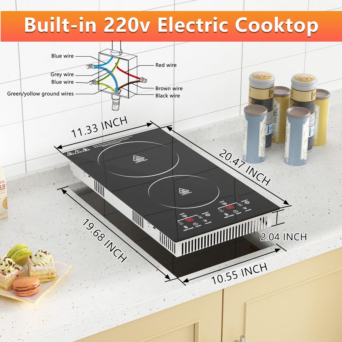 Inbouw Elektrische Kookplaat 2 Zones – 3000W – Sensor Touch Bediening & Timer
