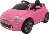 Fiat 500 12V + MP3 muziek + verlichting + echte deuren + 2.4G kinderauto Roze Met Afstandsbediening FULL OPTIONS