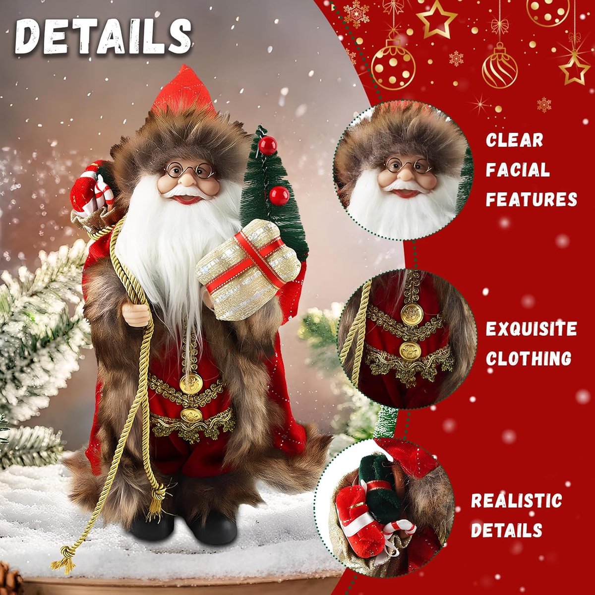 Staande Kerstmanfiguur - Kerstdecoratie - Kerstfiguren voor Binnen – foto 6