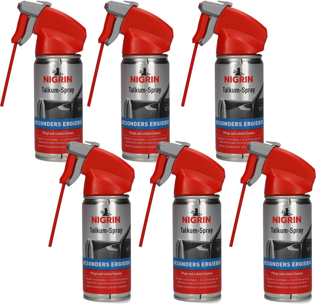 Nigrin Talkum-Spray 6x 100ml smeermiddel rubberverzorging afdichtingen manchetten