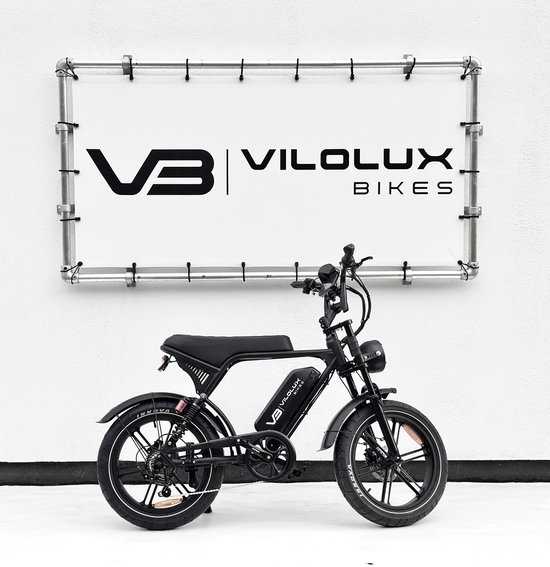 Elektrische Vilolux fatbike 20×4 inch citybanden 250W 60 km actieradius hydraulische remmen zwart