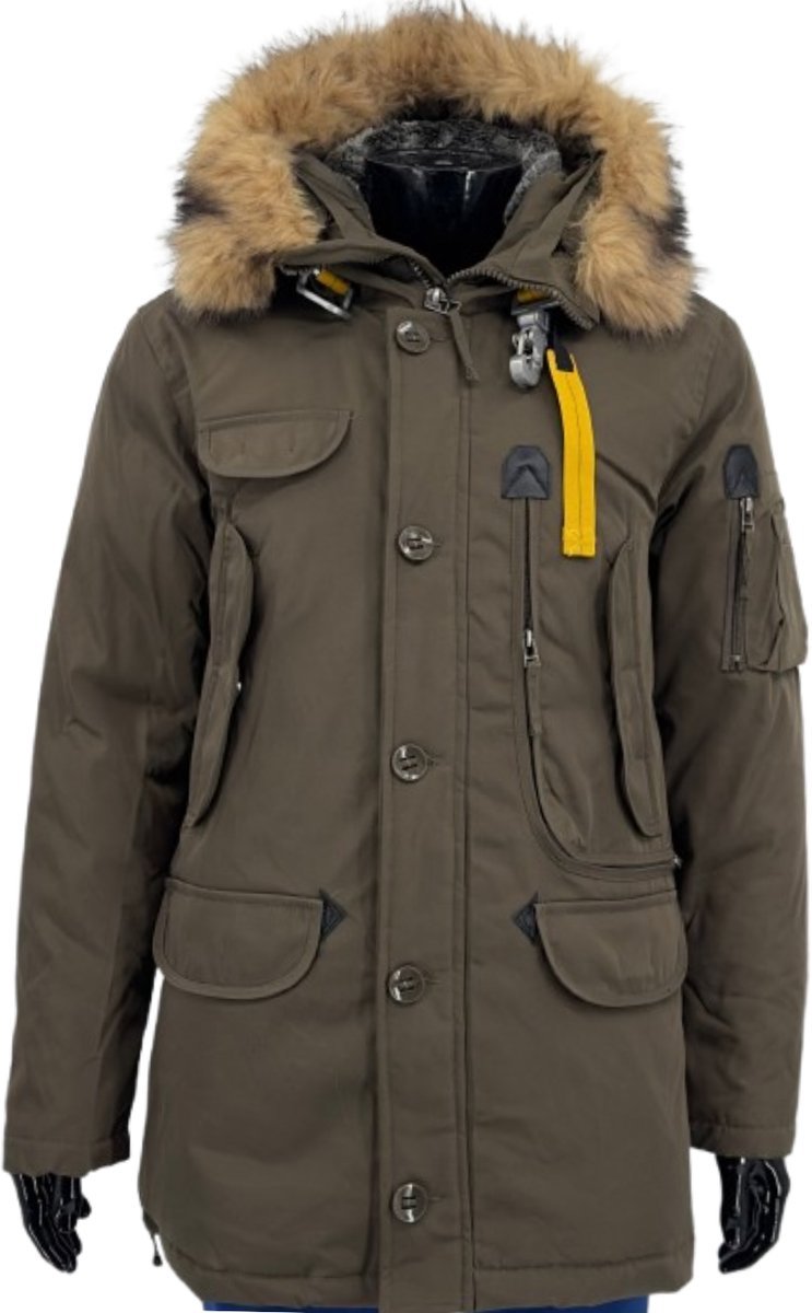 Kymaxx® Winterjas Heren - Parka Heren - Lang Model - Met Capushon - Water & Winddicht - Met Ritszakken en Binnenzak - Groen - Maat S