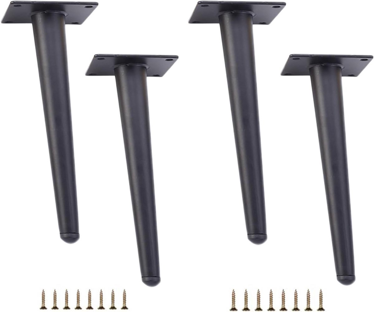 Set van 4 Schuine Meubelpoten Zwart Metaal 25 cm voor Bank, Kast en Tafel