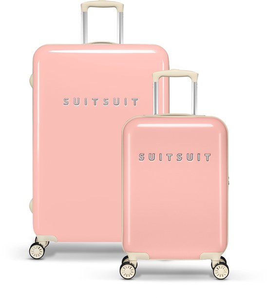 SUITSUIT Kofferset 2 delig - Reiskoffer groot - Handbagage koffer - Koffer set - Veilig TSA cijferslot - Reiskoffer set - Reiskoffer met wielen - Fabulous Fifties kofferset Papaya Peach