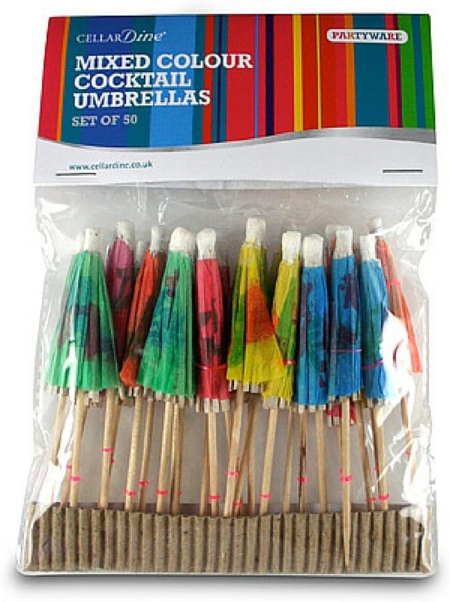 Set van 50 Cocktail Parapluutjes - Decoratieve Drink Markeringen in Diverse Kleuren