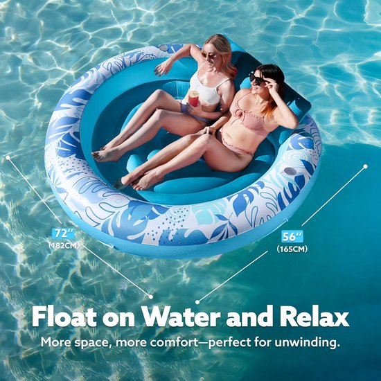 Luxe Opblaasbare Ligstoel voor Zonnebaden - Groot Zwembad Drijver voor Volwassenen van Luxe. — afbeelding 4