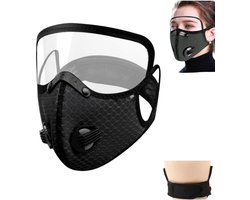 1 stuk -Neus-mondmasker - Zwart mondmasker - luxe mondkapje - medische filtering - Afneembare skibril - Gezichtsmasker met actief koolstoffilter - Beschermend gezichtsmasker voor fietsen