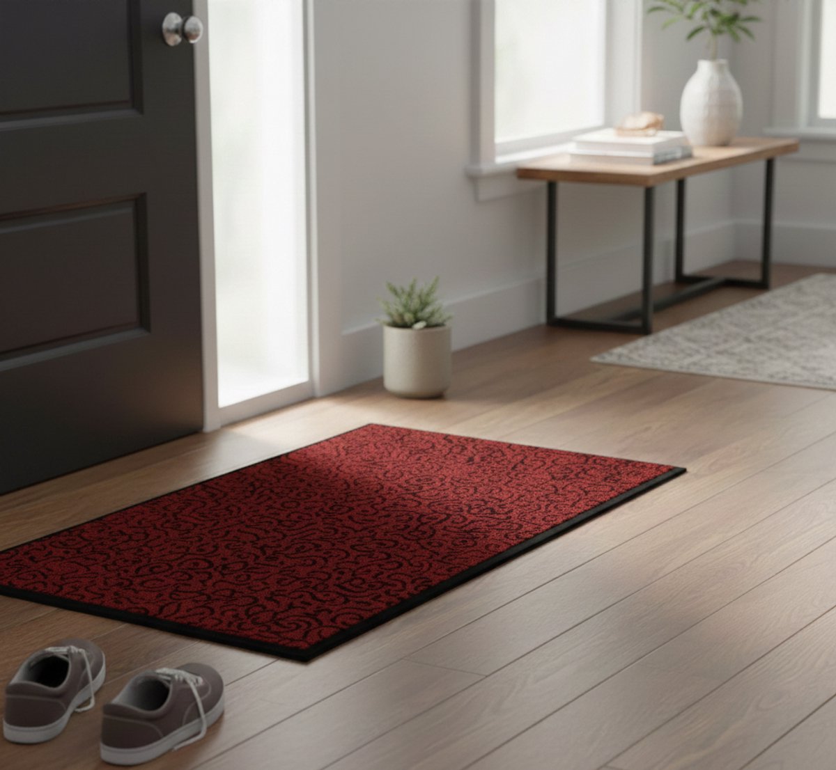 Floordirekt Deurmat Brasilia - Wasbare & Krachtige Vuilvangmat - Rood 90 x 120 cm - Voor Binnen & Buiten - Vuilafstotende Mat met Antislip Achterkant - Verkrijgbaar in 4 Kleuren & 3 Maten