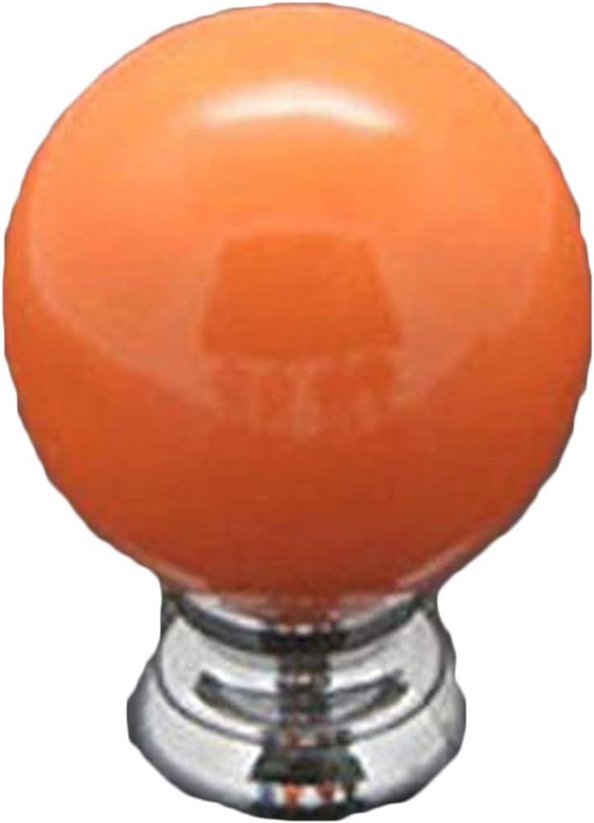 Vintage keramische deurknop voor kast en lade - oranje balvorm
