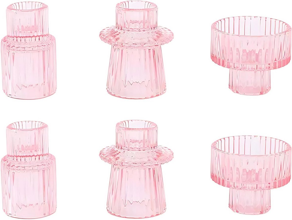 Set van 6 Votief Glazen Kaarsenhouders - Conische Decoratie voor Tafel