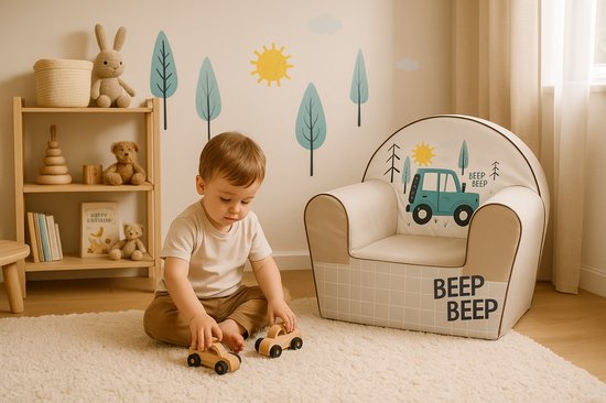 Kinderzetel Blauwe Jeep - Kinderfauteuil - Kinderbank - Kindersofa - Kinder fauteuil - Kinderzeteljes peuters - Kinder zetel - Kinderstoel - kinderfauteuils - Speelgoed 1 jaar - Gomoor van Merkloos — afbeelding 3