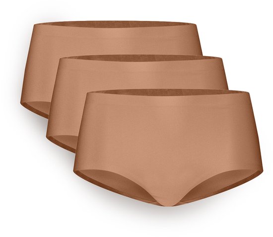 Culotte taille basse midi pour femme ten Cate - Secrets - Lot de 3 - Noisette - Taille M - Sans coutures et confortable - Finition veloutée - Lot économique