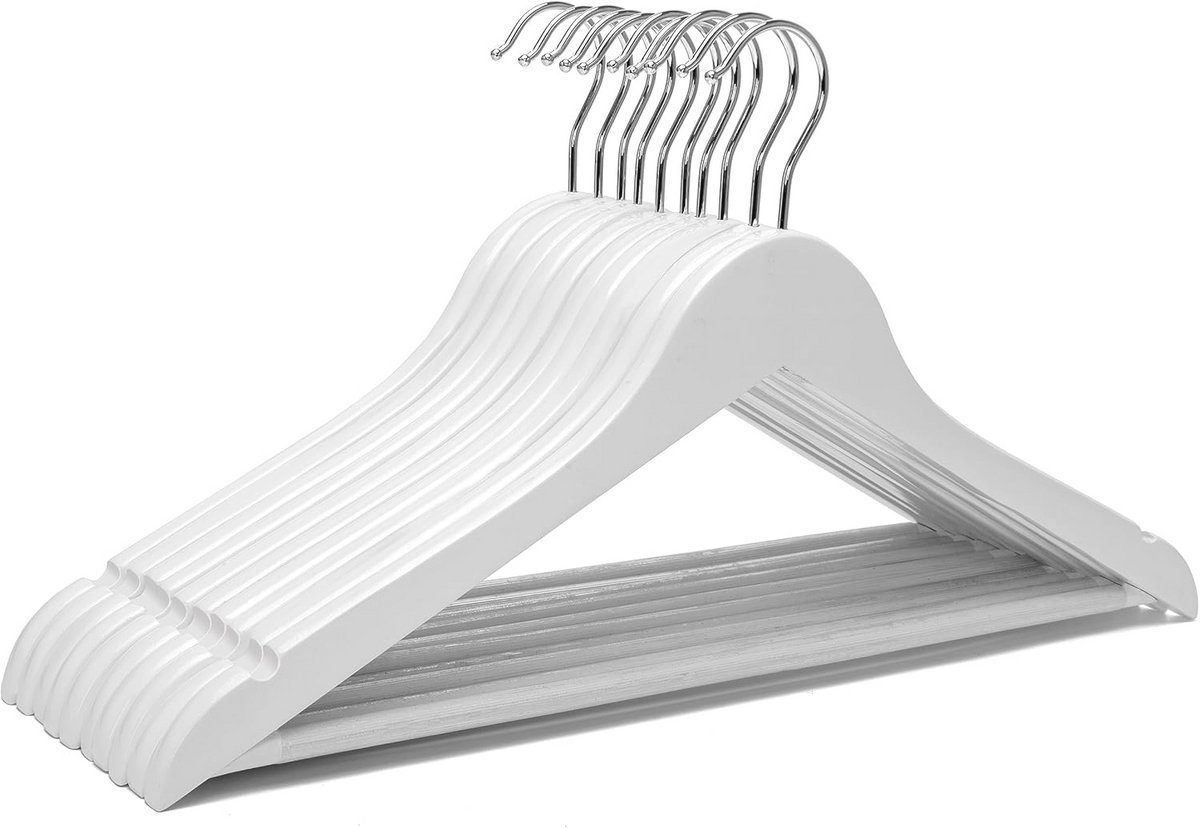 Massieve witte houten hangers voor trouwkleding en meer - 10 Pack