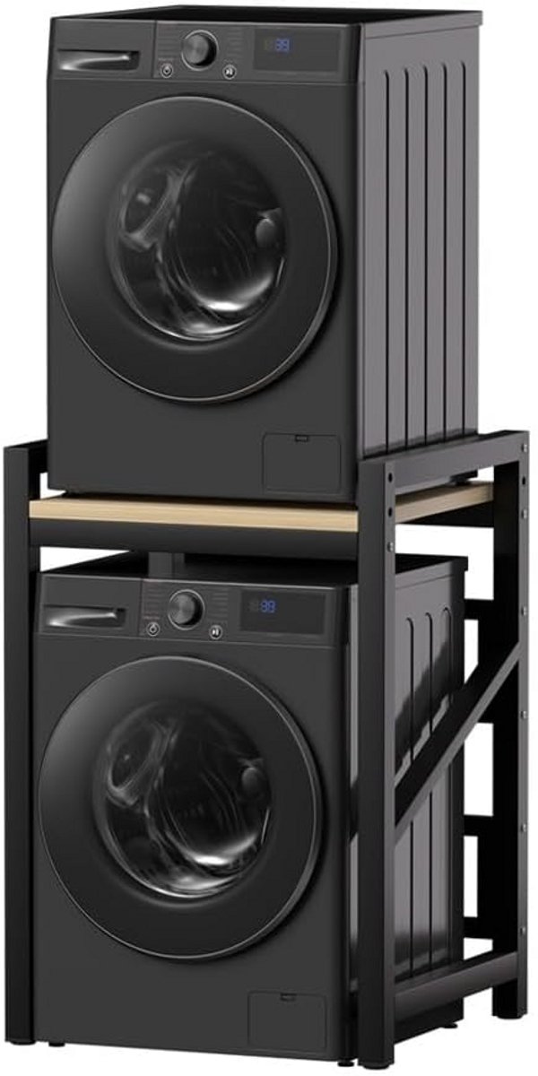 Verstelbare Wasdrogerkast Boven Machine - Stalen Frame en Massief Hout