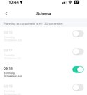 Screenshot van de app met schema-instellingen voor de heater.