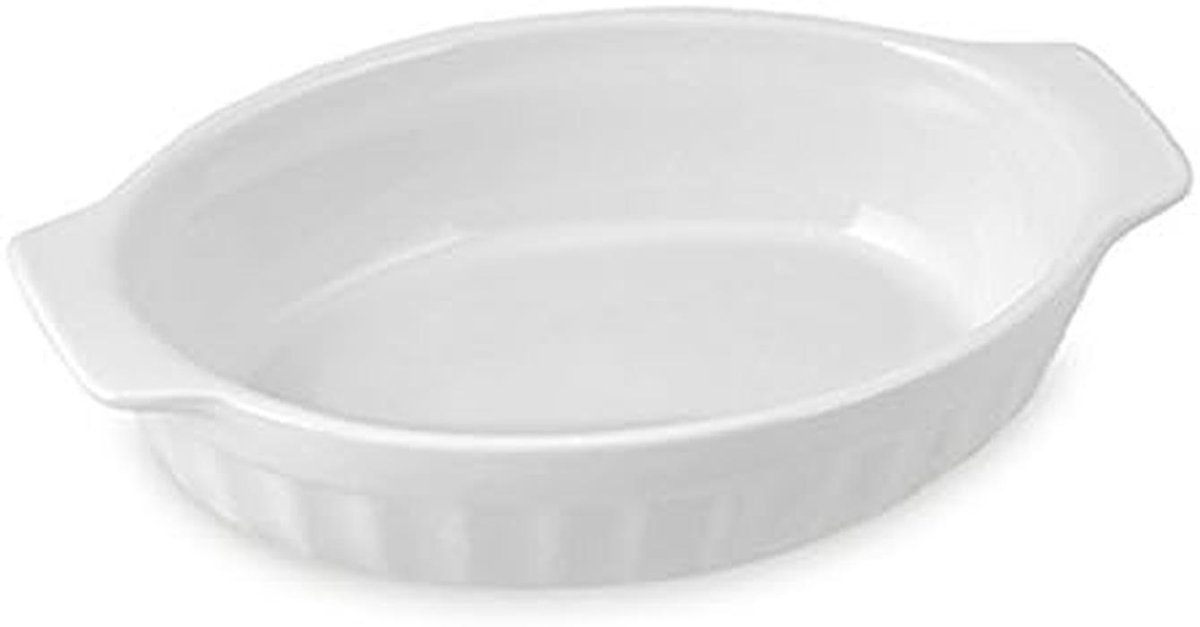 Ovenschaal Ovaal RVS Wit 22x14x5 cm Keramiek Look