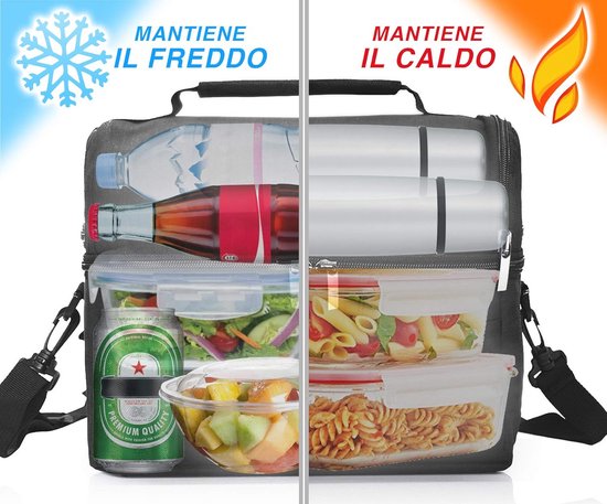 Koeltas met schouderriem en elektrische voedselverwarmer - 1,5 liter roestvrijstalen container — afbeelding 4