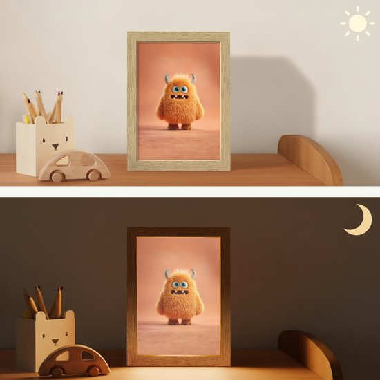 Nachtlampje 15x20 cm - Kinder lampje - Monster - Knuffel - Oranje - Tafellamp kinderkamer - Slaapkamer lamp - Bedlamp kinderen - Kinderlampje stopcontact - Wandlamp babykamer - Nachtlampjes van Merkloos — afbeelding 4