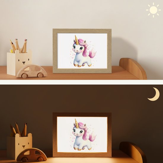 Nachtlampje 20x15 cm - Kinder lamp - Eenhoorn - Roze - Magie - Tafellamp kinderkamer - Slaapkamer lamp - Bedlamp kinderen - Kinderlampje stopcontact - Wandlamp babykamer - Nachtlampjes van Merkloos — afbeelding 4