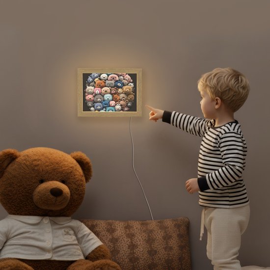 Nachtlampje 20x15 cm - Kinder lampje - Teddybeer - Knuffel - Dieren - Meisjes - Jongens - Tafellamp kinderkamer - Slaapkamer lamp - Bedlamp kinderen - Kinderlampje stopcontact - Wandlamp babykamer - Nachtlampjes van Merkloos — afbeelding 5
