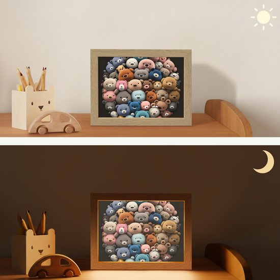 Nachtlampje 20x15 cm - Kinder lampje - Teddybeer - Knuffel - Dieren - Meisjes - Jongens - Tafellamp kinderkamer - Slaapkamer lamp - Bedlamp kinderen - Kinderlampje stopcontact - Wandlamp babykamer - Nachtlampjes van Merkloos — afbeelding 4