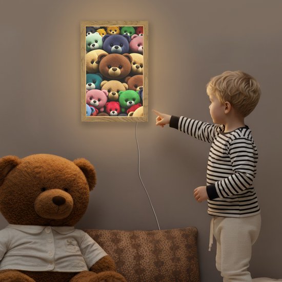 Nachtlampje 20x30 cm - Kinder lamp - Knuffelbeer - Teddy - Design - Kids - Tafellamp kinderkamer - Slaapkamer lamp - Bedlamp kinderen - Kinderlampje stopcontact - Wandlamp babykamer - Nachtlampjes van Merkloos — afbeelding 5
