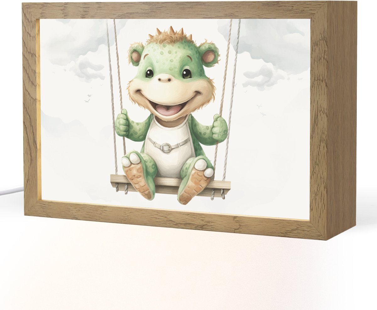 Nachtlampje 30x20 cm - Kinder lampje - Draak - Baby dier - Kinderen - Tafellamp kinderkame