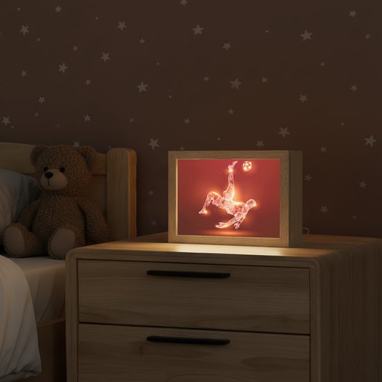 Nachtlampje 20x15 cm - Kinder lampje - Voetballer - Omhaal - Rood - Neon - Tafellamp kinderkamer - Slaapkamer lamp - Bedlamp kinderen - Kinderlampje stopcontact - Wandlamp babykamer - Nachtlampjes van Merkloos — afbeelding 2