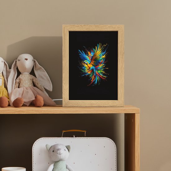 Nachtlampje 15x20 cm - Kinder lampje - Papegaai - Vogel - Dier - Kleurrijk - Verf - Tafellamp kinderkamer - Slaapkamer lamp - Bedlamp kinderen - Kinderlampje stopcontact - Wandlamp babykamer - Nachtlampjes van Merkloos — afbeelding 3