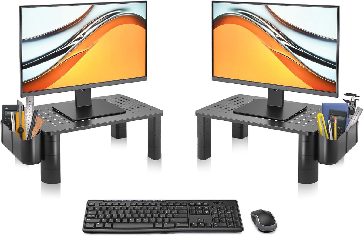 Monitorstandaard Verhoger - 3-in-1 Hoogte Verstelbaar - Sterke Metalen Laptop Standaard