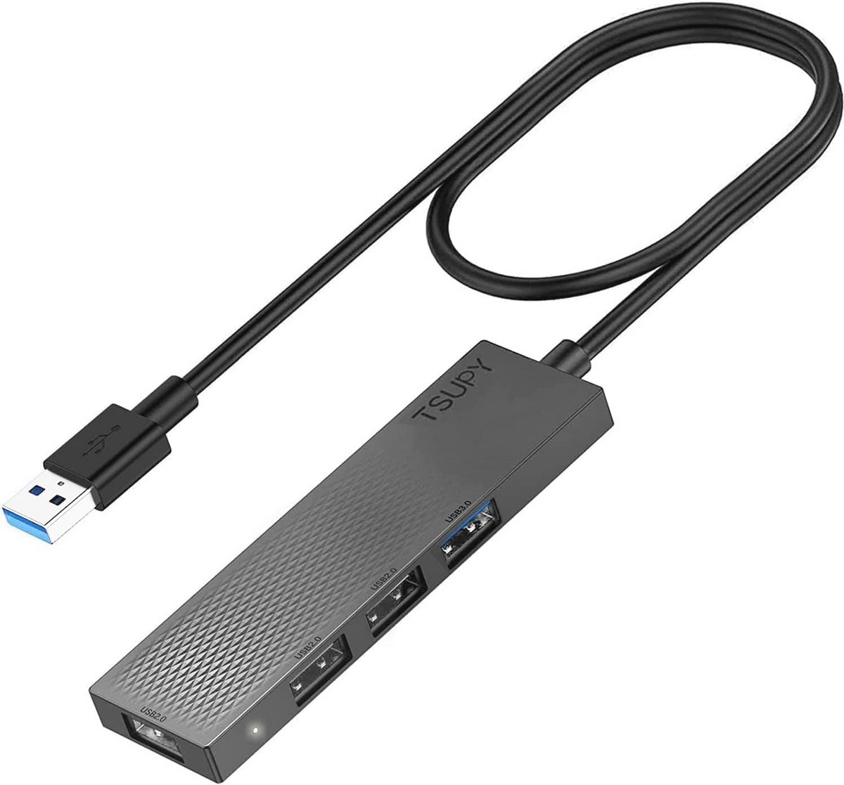 USB 3.0 Hub met 65cm USB Verlengkabel - 5Gbps USB Splitter voor Laptop, PC en Mac