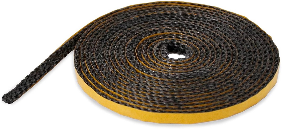 Glasband 8 x 3 mm - 3 m - zwart - vlak- en schoorsteenafdichting