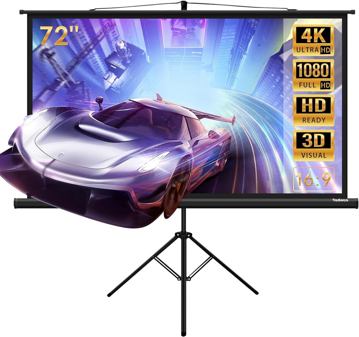 Inklapbaar Projectiescherm 160 cm 16:9 4K HD voor Binnen en Buiten